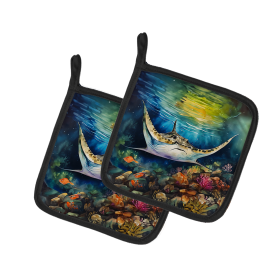 Nautical Collection Pair of Pot Holders (Design: Sting Ray 2831, size: 7.5HX7.5W)