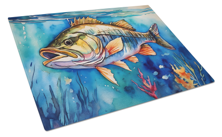 Nautical Collection Glass Cutting Board (Dog Breed: Striped Bass 2833, size: large)