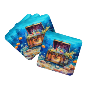 Nautical Collection Foam Coasters (Dog Breed: Treasure Chest 2835, size: 3.5)