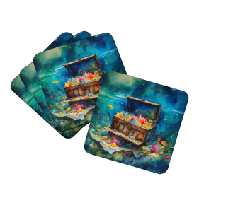 Nautical Collection Foam Coasters (Dog Breed: Treasure Chest 2838, size: 3.5)