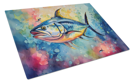 Nautical Collection Glass Cutting Board (Dog Breed: Yellowfin Tuna 2843, size: large)