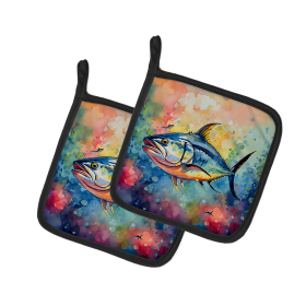 Nautical Collection Pair of Pot Holders (Design: Yellowfin Tuna 2843, size: 7.5HX7.5W)