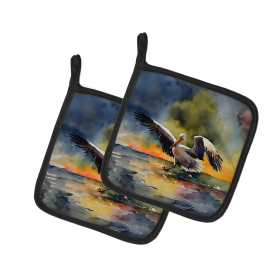 Nautical Collection Pair of Pot Holders (Design: Pelican 2851, size: 7.5HX7.5W)