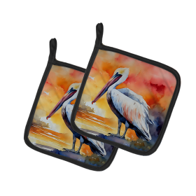 Nautical Collection Pair of Pot Holders (Design: Pelican 2852, size: 7.5HX7.5W)