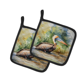 Nautical Collection Pair of Pot Holders (Design: Pelican 2853, size: 7.5HX7.5W)
