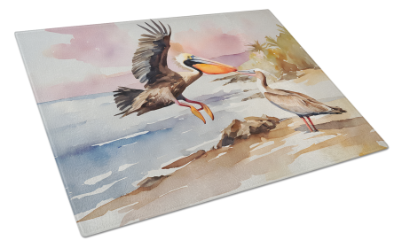 Nautical Collection Glass Cutting Board (Dog Breed: Pelican 2854, size: large)