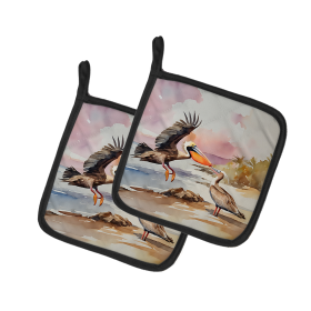 Nautical Collection Pair of Pot Holders (Design: Pelican 2854, size: 7.5HX7.5W)