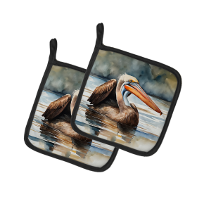 Nautical Collection Pair of Pot Holders (Design: Pelican 2855, size: 7.5HX7.5W)