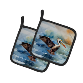 Nautical Collection Pair of Pot Holders (Design: Pelican 2856, size: 7.5HX7.5W)