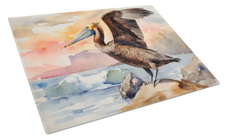 Nautical Collection Glass Cutting Board (Dog Breed: Pelican 2857, size: large)