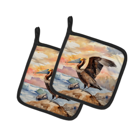 Nautical Collection Pair of Pot Holders (Design: Pelican 2857, size: 7.5HX7.5W)