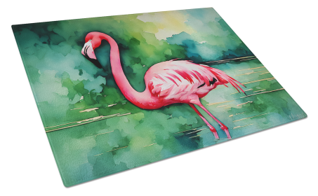 Nautical Collection Glass Cutting Board (Dog Breed: Flamingo 2858, size: large)