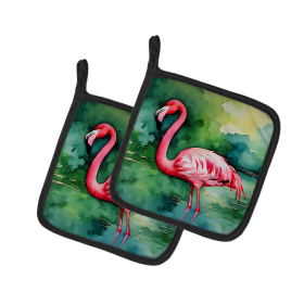 Nautical Collection Pair of Pot Holders (Design: Flamingo 2858, size: 7.5HX7.5W)