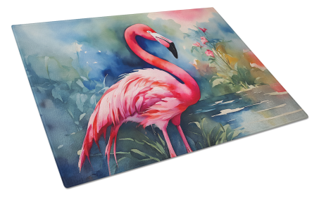 Nautical Collection Glass Cutting Board (Dog Breed: Flamingo 2859, size: large)