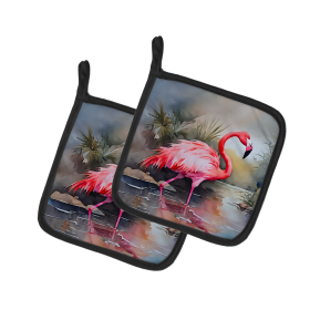 Nautical Collection Pair of Pot Holders (Design: Flamingo 2860, size: 7.5HX7.5W)