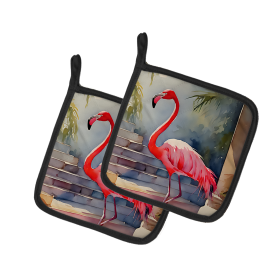 Nautical Collection Pair of Pot Holders (Design: Flamingo 2862, size: 7.5HX7.5W)