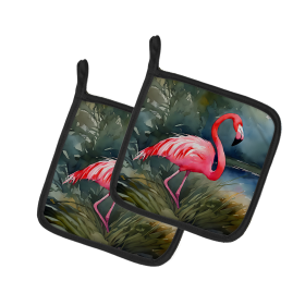 Nautical Collection Pair of Pot Holders (Design: Flamingo 2863, size: 7.5HX7.5W)