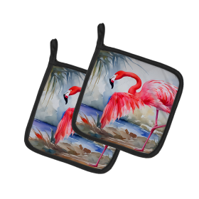 Nautical Collection Pair of Pot Holders (Design: Flamingo 2864, size: 7.5HX7.5W)