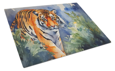 Watercolor Wildlife Glass Cutting Board (Dog Breed: Bengal Tiger 2878, size: large)