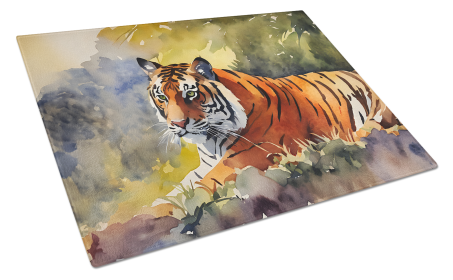 Watercolor Wildlife Glass Cutting Board (Dog Breed: Bengal Tiger 2879, size: large)