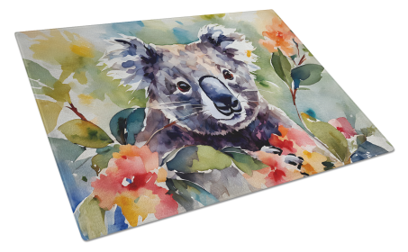 Watercolor Wildlife Glass Cutting Board (Dog Breed: Koala 2935, size: large)