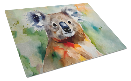 Watercolor Wildlife Glass Cutting Board (Dog Breed: Koala 2936, size: large)
