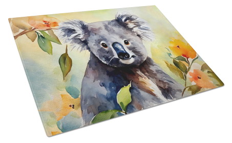 Watercolor Wildlife Glass Cutting Board (Dog Breed: Koala 2937, size: large)