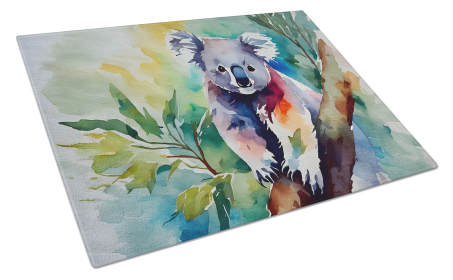 Watercolor Wildlife Glass Cutting Board (Dog Breed: Koala 2938, size: large)