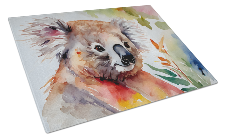 Watercolor Wildlife Glass Cutting Board (Dog Breed: Koala 2940, size: large)
