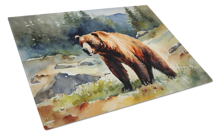 Watercolor Wildlife Glass Cutting Board (Dog Breed: Kodiak Bear 2943, size: large)