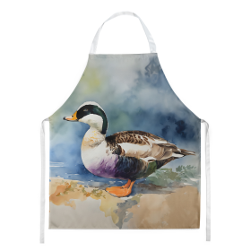 Watercolor Birds Apron (Dog Breed: Common Eider Duck 3204, size: large)