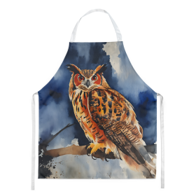 Watercolor Birds Apron (Dog Breed: Eurasian Eagle Owl 3222, size: large)