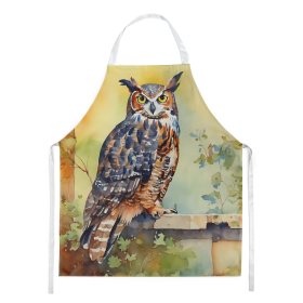 Watercolor Birds Apron (Dog Breed: Great Horned Owl 3226, size: large)