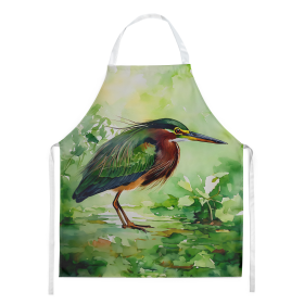 Watercolor Birds Apron (Dog Breed: Green Heron 3227, size: large)