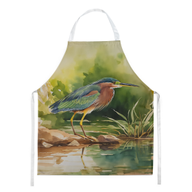 Watercolor Birds Apron (Dog Breed: Green Heron 3229, size: large)