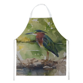 Watercolor Birds Apron (Dog Breed: Green Heron 3230, size: large)