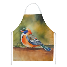 Watercolor Birds Apron (Dog Breed: Mandarin Duck 3242, size: large)