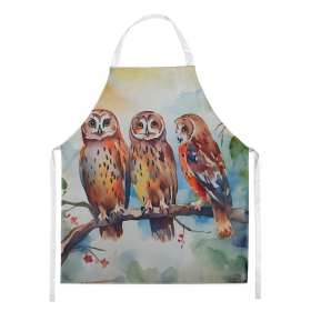 Watercolor Birds Apron (Dog Breed: Owls 3247, size: large)