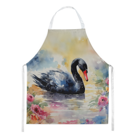 Watercolor Birds Apron (Dog Breed: Swan Black 3272, size: large)