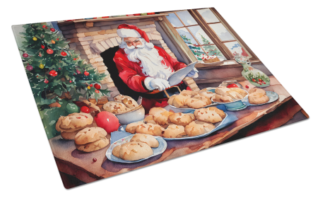 Cookies with Santa Claus Glass Cutting Board (Dog Breed: Santa Claus 3285, size: large)