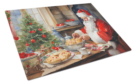 Cookies with Santa Claus Glass Cutting Board (Dog Breed: Santa Claus 3286, size: large)