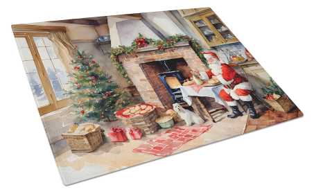 Cookies with Santa Claus Glass Cutting Board (Dog Breed: Santa Claus 3287, size: large)