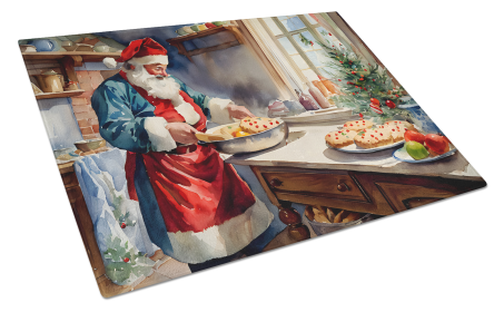 Cookies with Santa Claus Glass Cutting Board (Dog Breed: Babbo Natale 3288, size: large)