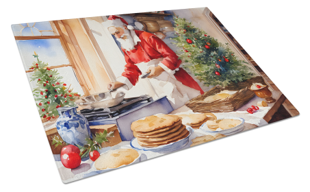 Cookies with Santa Claus Glass Cutting Board (Dog Breed: Babbo Natale 3289, size: large)