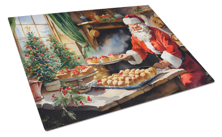Cookies with Santa Claus Glass Cutting Board (Dog Breed: Santa Claus 3290, size: large)