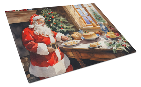 Cookies with Santa Claus Glass Cutting Board (Dog Breed: Santa Claus 3291, size: large)