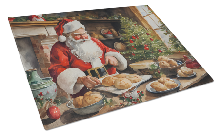 Cookies with Santa Claus Glass Cutting Board (Dog Breed: Santa Claus 3292, size: large)