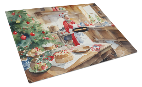 Cookies with Santa Claus Glass Cutting Board (Dog Breed: Mrs. Claus 3298, size: large)