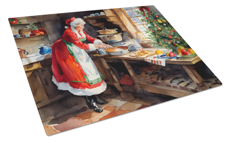 Cookies with Santa Claus Glass Cutting Board (Dog Breed: Mrs. Claus 3300, size: large)
