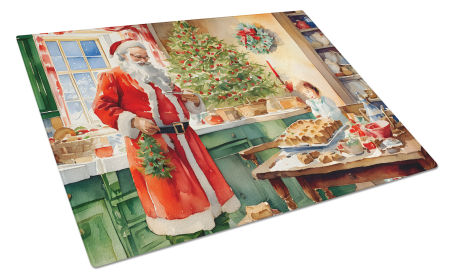 Cookies with Santa Claus Glass Cutting Board (Dog Breed: Papa Noel 3303, size: large)